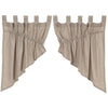 Rachel Grey Unlined Tab Top Prairie Swag Curtains