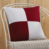 Red and White Patchwork Pillow 18" Down Filled - Primitive Star Quilt Shop - 1