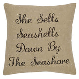 She Sells Seashells Pillow 18" Down Filled - Primitive Star Quilt Shop - 2