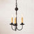 Primitive Small Three-Arm Textured Black Chandelier