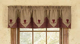 Sturbridge Wine Heart Embroidered Pointed Lined Valance 72"