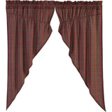 Tartan Red Plaid Lined Prairie Curtains