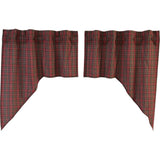 Tartan Red Plaid Lined Swag Curtains