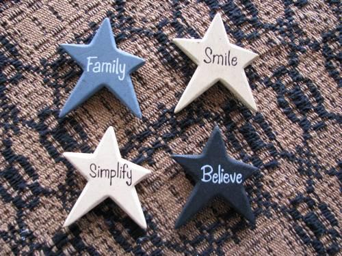 Vintage Wood Star Magnets - Set of 4 - Primitive Star Quilt Shop