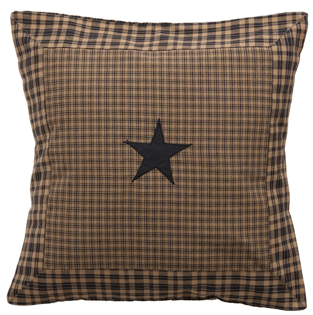 Vintage Star Black Fabric Pillow 16" Filled