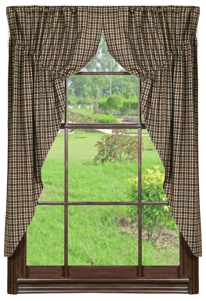 Vintage Star Black Lined Prairie Curtains