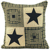 Vintage Star Black Quilted Pillow 16" Filled
