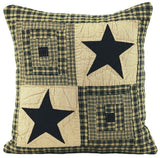 Vintage Star Black Quilted Pillow 16" Filled