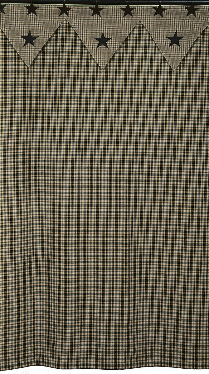Vintage Star Black Shower Curtain