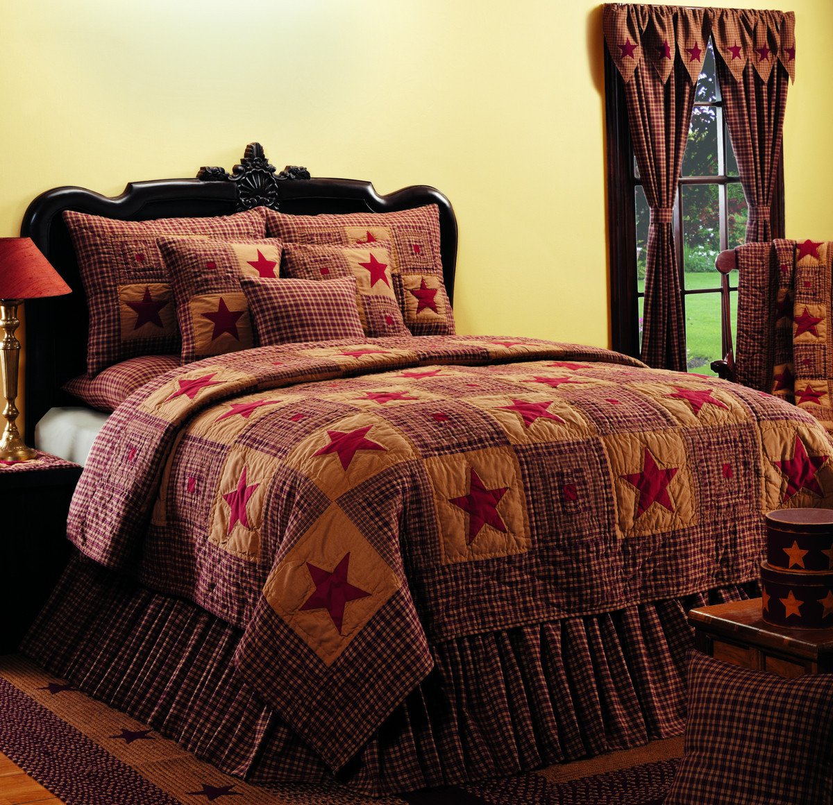 Vintage Star Wine Bed Skirt in 2 SIZES