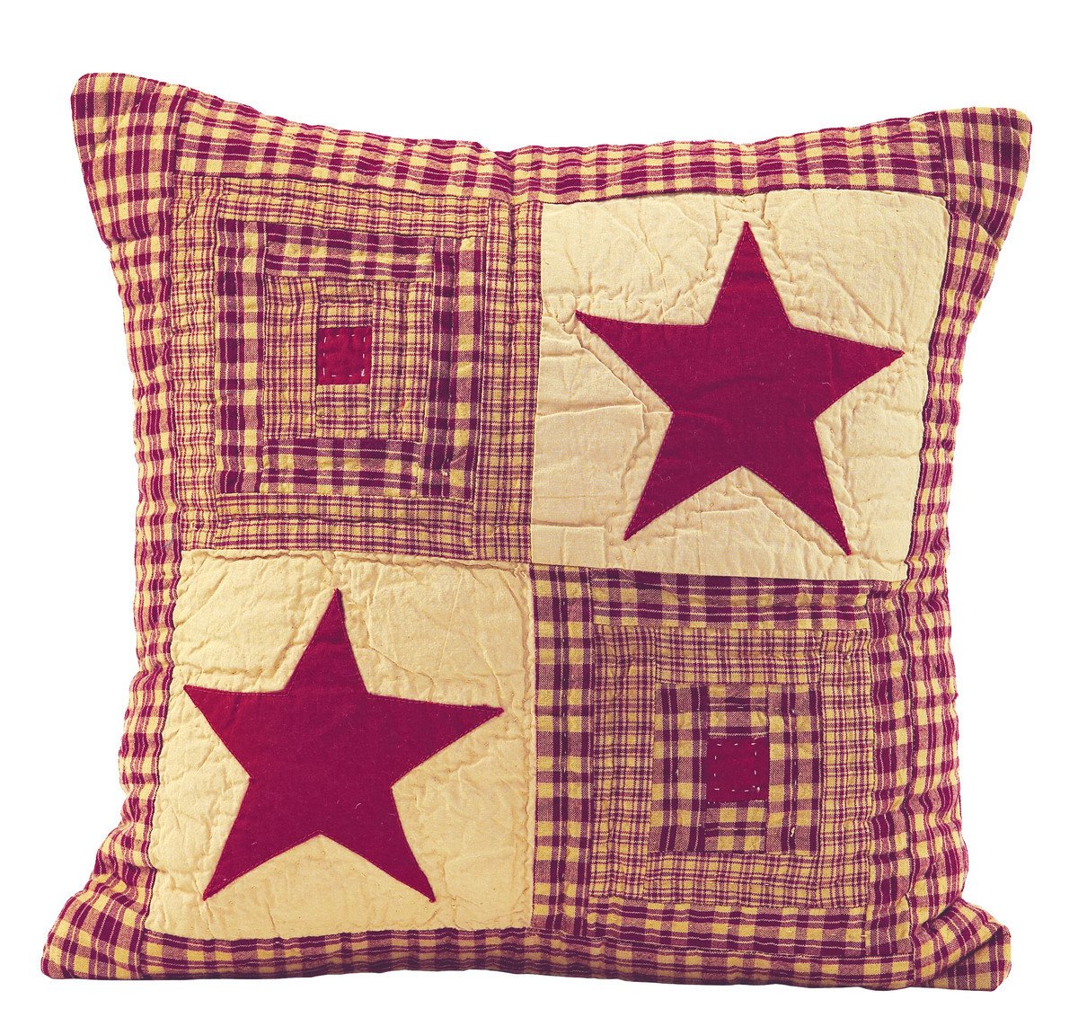 Vintage Star Wine Quilted Pillow 16" Filled